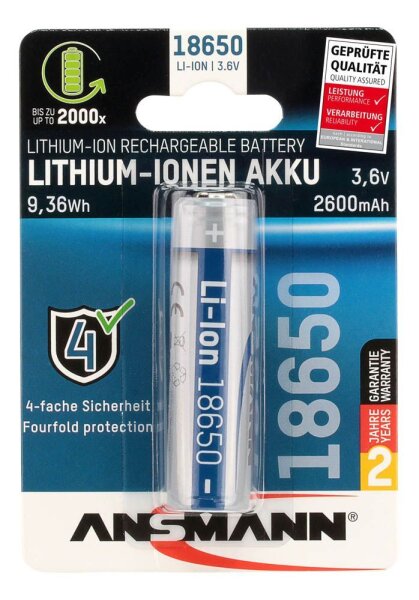 ANSMANN Akku Li-Ion 18650 2.600 mAh, 1 St.
