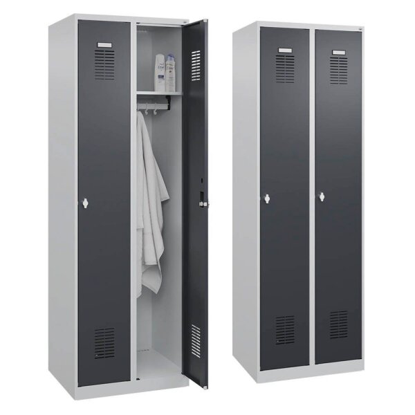 CP Spinde Classic Plus anthrazitgrau, lichtgrau 088055-20 S10001, 2 Schließfächer 60,0 x 50,0 x 185,0 cm