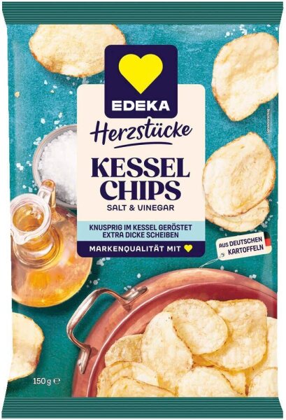 EDEKA Herzstücke Kesselchips Salt & Vinegar Chips 150,0 g, 1 St.