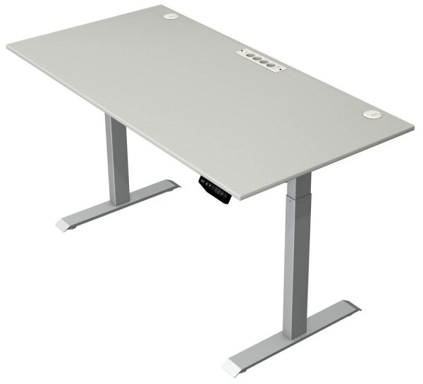 Kerkmann Move 1 plus elektrisch höhenverstellbarer Schreibtisch lichtgrau rechteckig, T-Fuß-Gestell grau 160,0 x 80,0 cm