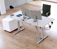 Kerkmann Move 1 plus elektrisch höhenverstellbarer Schreibtisch lichtgrau rechteckig, T-Fuß-Gestell grau 160,0 x 80,0 cm