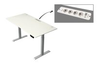 Kerkmann Move 1 plus elektrisch höhenverstellbarer Schreibtisch weiß rechteckig, T-Fuß-Gestell grau 160,0 x 80,0 cm