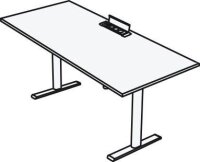 Kerkmann Move Base plus elektrisch höhenverstellbarer Schreibtisch ahorn rechteckig, T-Fuß-Gestell silber 180,0 x 80,0 cm