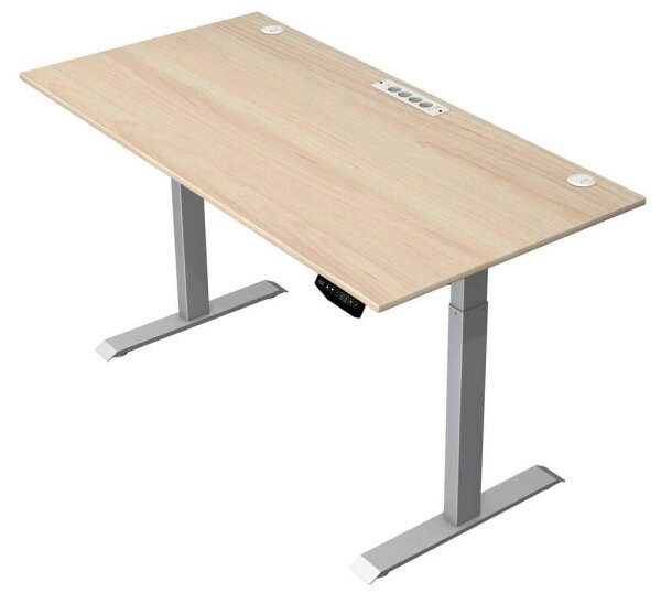 Kerkmann Move 1 plus elektrisch höhenverstellbarer Schreibtisch ahorn rechteckig, T-Fuß-Gestell grau 160,0 x 80,0 cm