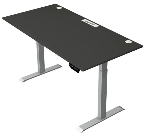 Kerkmann Move 1 plus elektrisch höhenverstellbarer Schreibtisch anthrazit rechteckig, T-Fuß-Gestell grau 160,0 x 80,0 cm