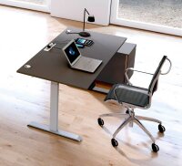 Kerkmann Move 1 plus elektrisch höhenverstellbarer Schreibtisch anthrazit rechteckig, T-Fuß-Gestell grau 160,0 x 80,0 cm