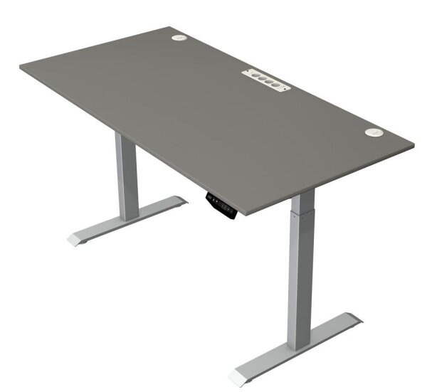 Kerkmann Move 1 plus elektrisch höhenverstellbarer Schreibtisch grafit rechteckig, T-Fuß-Gestell grau 160,0 x 80,0 cm