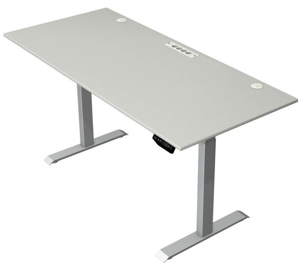 Kerkmann Move 1 plus elektrisch höhenverstellbarer Schreibtisch lichtgrau rechteckig, T-Fuß-Gestell grau 180,0 x 80,0 cm