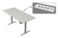 Kerkmann Move 1 plus elektrisch höhenverstellbarer Schreibtisch lichtgrau rechteckig, T-Fuß-Gestell grau 180,0 x 80,0 cm