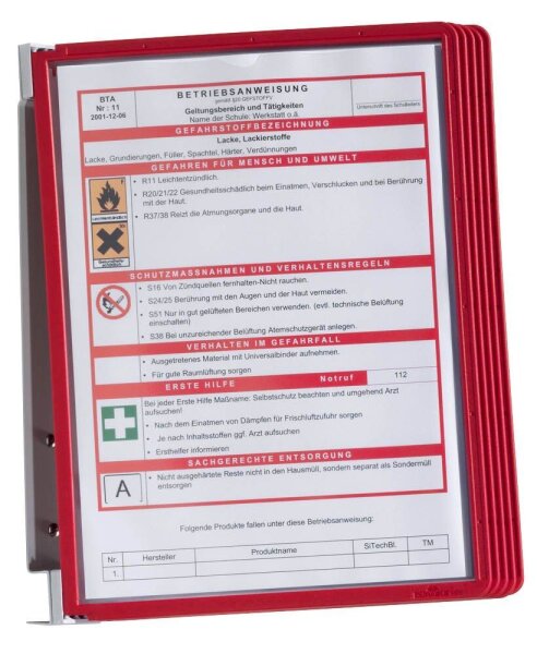 DURABLE Wand-Sichttafelsystem VARIO® WALL 555103 DIN A4 rot mit 5 St. Sichttafeln, 1 St.