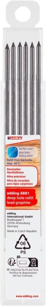edding 8881 Ersatzminen für Tieflochmarker-Bleistift grau, 6 St.
