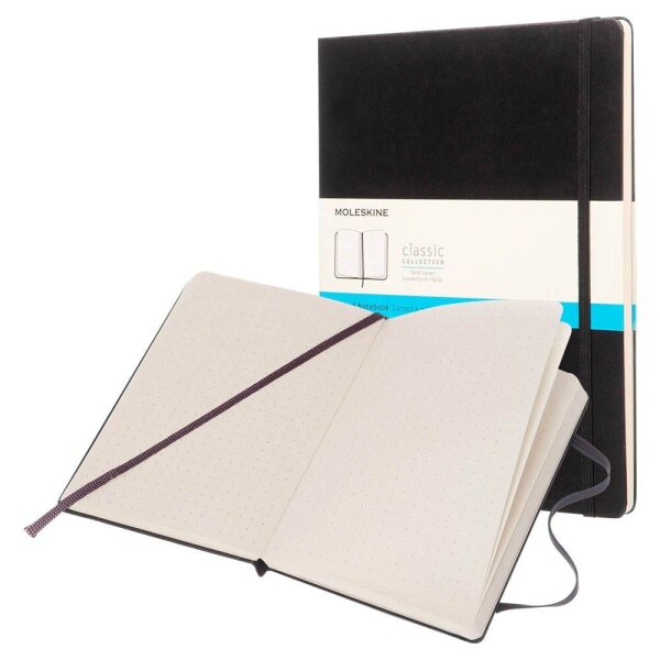 MOLESKINE Notizbuch Classic Collection fester Einband ca. DIN A4 punktkariert, schwarz Hardcover 192 Seiten, 1 St.
