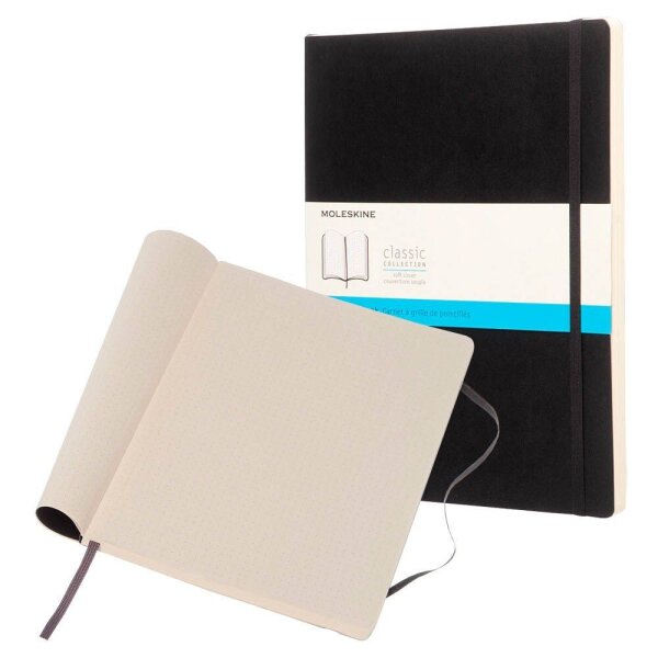MOLESKINE Notizbuch Classic Collection flexibler Einband ca. DIN A4 punktkariert, schwarz Softcover 192 Seiten, 1 St.