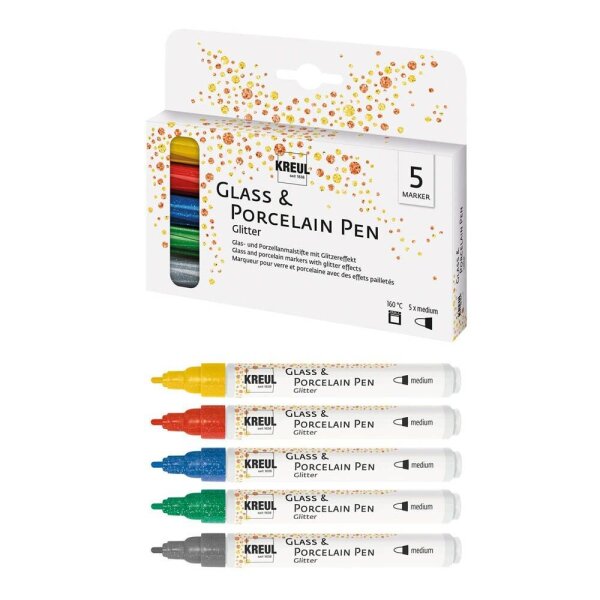 KREUL Glitter Porzellanstifte farbsortiert 2,0 - 4,0 mm, 5 St.