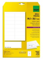 SIGEL Adressetiketten LA321 weiß 99,1 x 38,1 mm, 25...