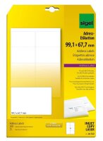 SIGEL Adressetiketten LA322 weiß 99,1 x 67,7 mm, 25...