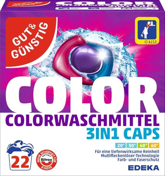 GUT&GÜNSTIG COLOR Waschmittel Caps, 22 Pads