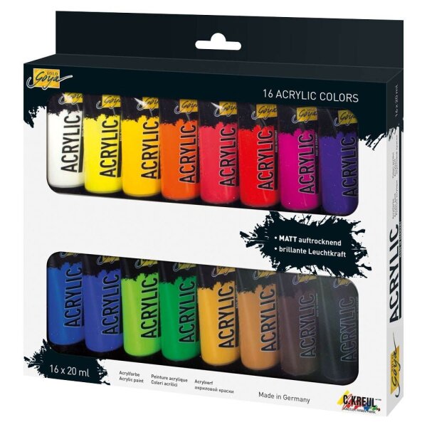 KREUL SOLO GOYA Acrylfarbe farbsortiert 16 x 20,0 ml, 16 St.