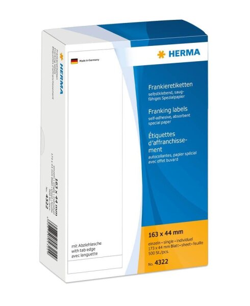 HERMA Frankieretiketten 4322 weiß 163,0 x 44,0 mm, 500 Etiketten