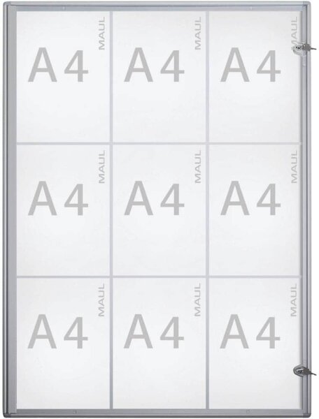 MAUL Schaukasten Extraslim grau 9x DIN A4 71,1 x 2,7 x 96,3 cm, 1 St.