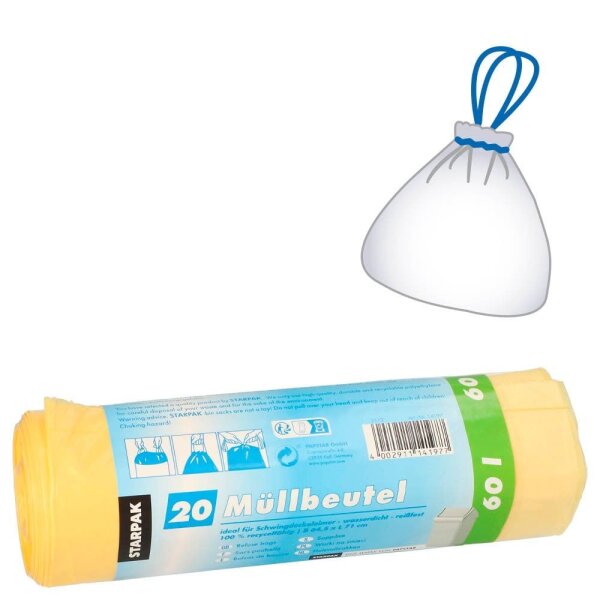 STARPAK Müllbeutel 60,0 l gelb 20,0 µm, 20 St.