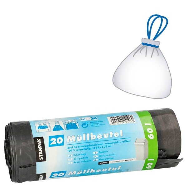 STARPAK Müllbeutel 60,0 l schwarz 22,0 µm, 20 St.
