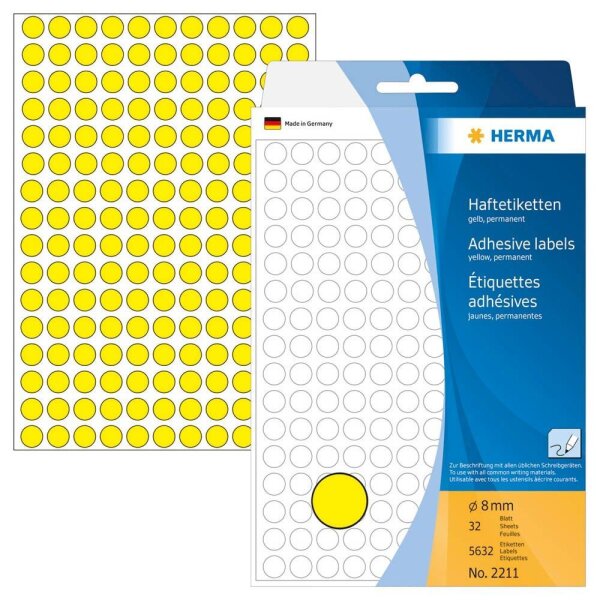 HERMA Klebepunkte 2211 gelb Ø 8,0 mm, 5.632 St.