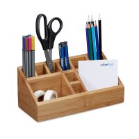 relaxdays Schreibtisch-Organizer braun Bambus 10...