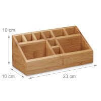 relaxdays Schreibtisch-Organizer braun Bambus 10 Fächer 23,0 x 10,0 x 10,0 cm