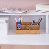 relaxdays Schreibtisch-Organizer braun Bambus 10 Fächer 23,0 x 10,0 x 10,0 cm