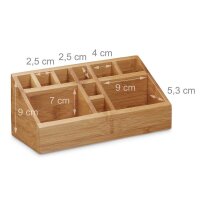 relaxdays Schreibtisch-Organizer braun Bambus 10 Fächer 23,0 x 10,0 x 10,0 cm