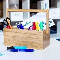 relaxdays Schreibtisch-Organizer braun Bambus 4 Fächer 25,0 x 11,5 x 20,0 cm