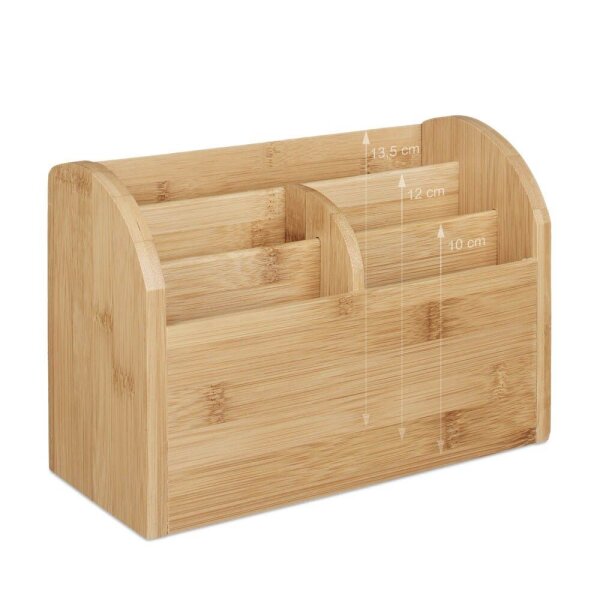 relaxdays Schreibtisch-Organizer braun Bambus 5 Fächer 22,0 x 10,0 x 15,0 cm  ( 10020337_0 )
