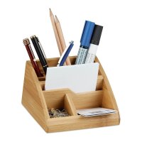 relaxdays Schreibtisch-Organizer braun Bambus 5...