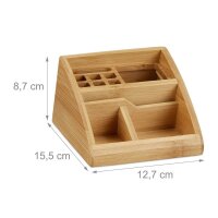 relaxdays Schreibtisch-Organizer braun Bambus 5 Fächer 12,7 x 15,5 x 8,7 cm