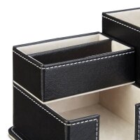 relaxdays Schreibtisch-Organizer schwarz Lederimitat 4...