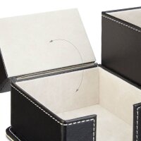 relaxdays Schreibtisch-Organizer schwarz Lederimitat 4 Fächer 18,0 x 12,0 x 10,0 cm