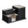 relaxdays Schreibtisch-Organizer schwarz Lederimitat 4 Fächer 18,0 x 12,0 x 10,0 cm