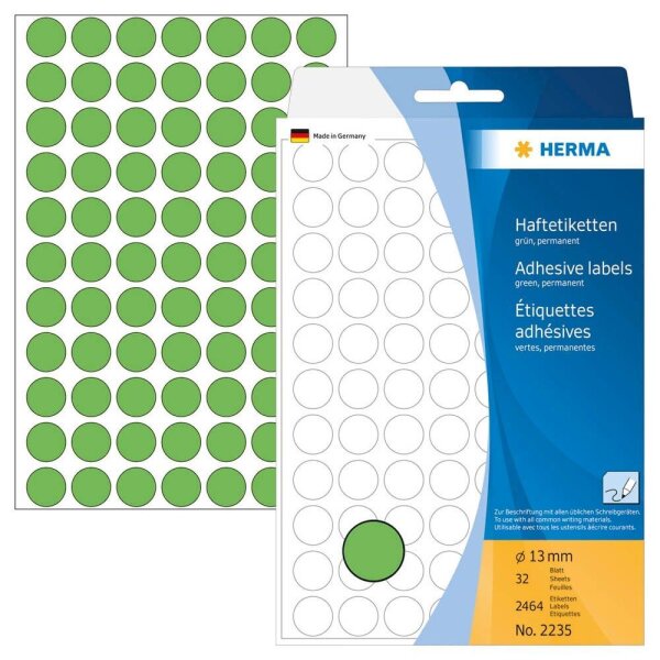 HERMA Klebepunkte 2235 grün Ø 13,0 mm, 2.464 St.