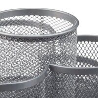 relaxdays Schreibtisch-Organizer silber Metall 7 Fächer 17,5 x 16,5 x 11,0 cm