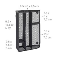 relaxdays Schreibtisch-Organizer schwarz Metall 5 Fächer 25,5 x 18,0 x 10,5 cm