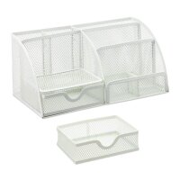 relaxdays Schreibtisch-Organizer weiß Metall 6...