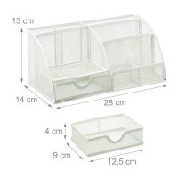 relaxdays Schreibtisch-Organizer weiß Metall 6 Fächer 28,0 x 14,0 x 13,0 cm