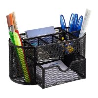 relaxdays Schreibtisch-Organizer schwarz Metall 9...