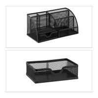 relaxdays Schreibtisch-Organizer schwarz Metall 6...