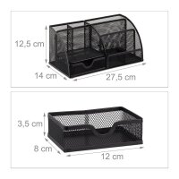 relaxdays Schreibtisch-Organizer schwarz Metall 6 Fächer 27,5 x 14,0 x 12,5 cm