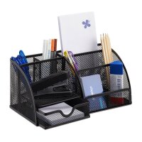 relaxdays Schreibtisch-Organizer schwarz Metall 6 Fächer 27,5 x 14,0 x 12,5 cm