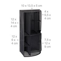 relaxdays Schreibtisch-Organizer schwarz Metall 6 Fächer 27,5 x 14,0 x 12,5 cm