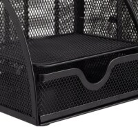 relaxdays Schreibtisch-Organizer schwarz Metall 6 Fächer 27,5 x 14,0 x 12,5 cm