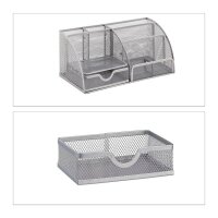 relaxdays Schreibtisch-Organizer silber Metall 6...